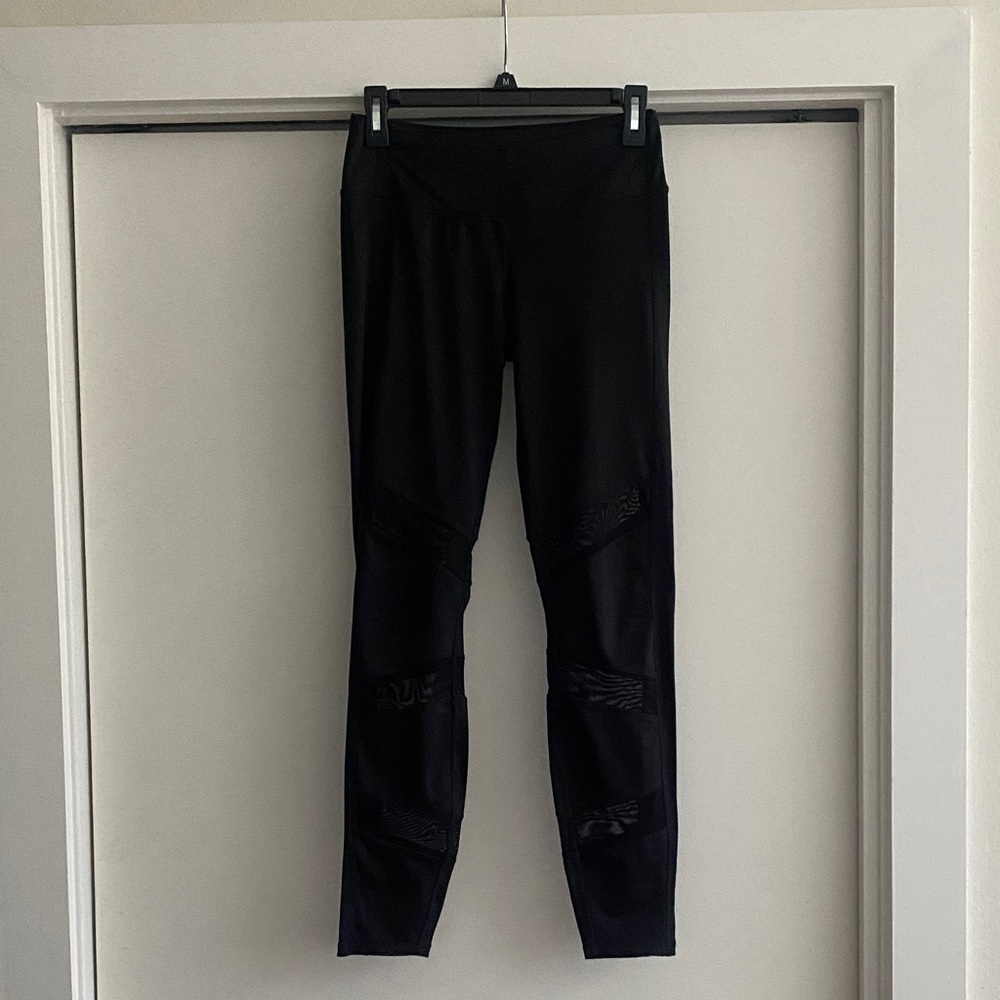 Black Leggings with Mesh Panels
